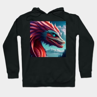 Red, Pink, and Purple Dragon with Cyan Highlights Hoodie